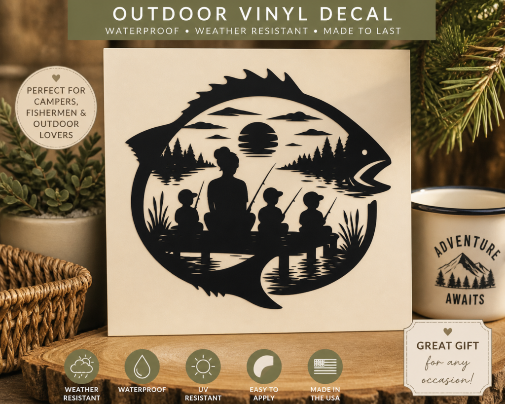 Fishing Family Outdoor Vinyl Decal | Waterproof Camping & Fishing Sticker