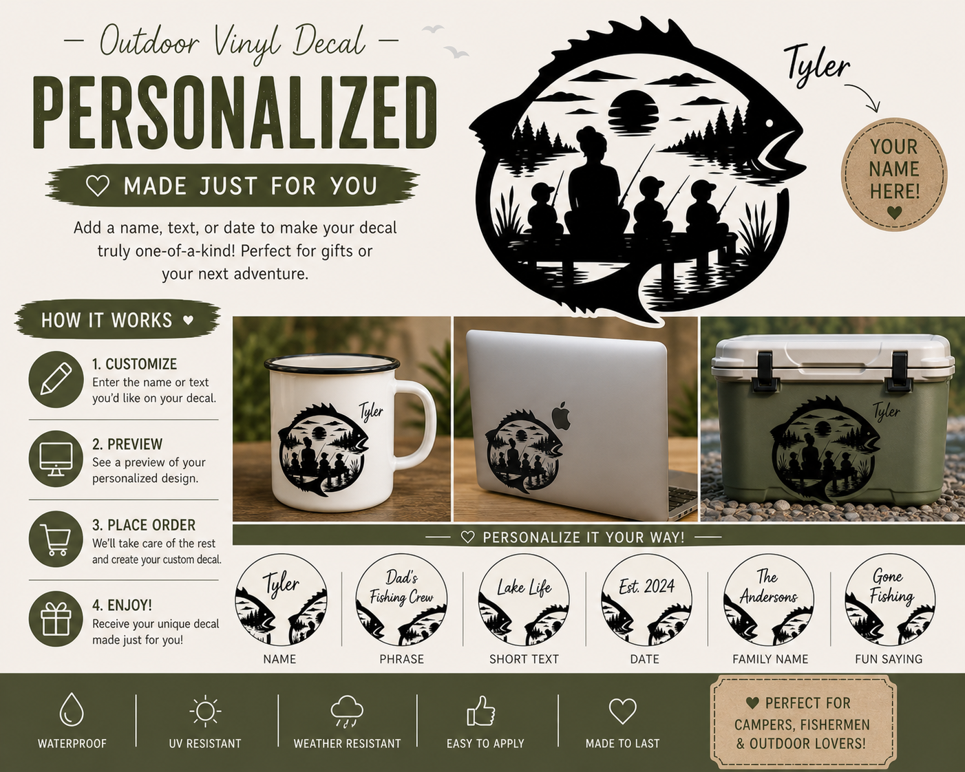 Fishing Family Outdoor Vinyl Decal | Waterproof Camping & Fishing Sticker - Image 8