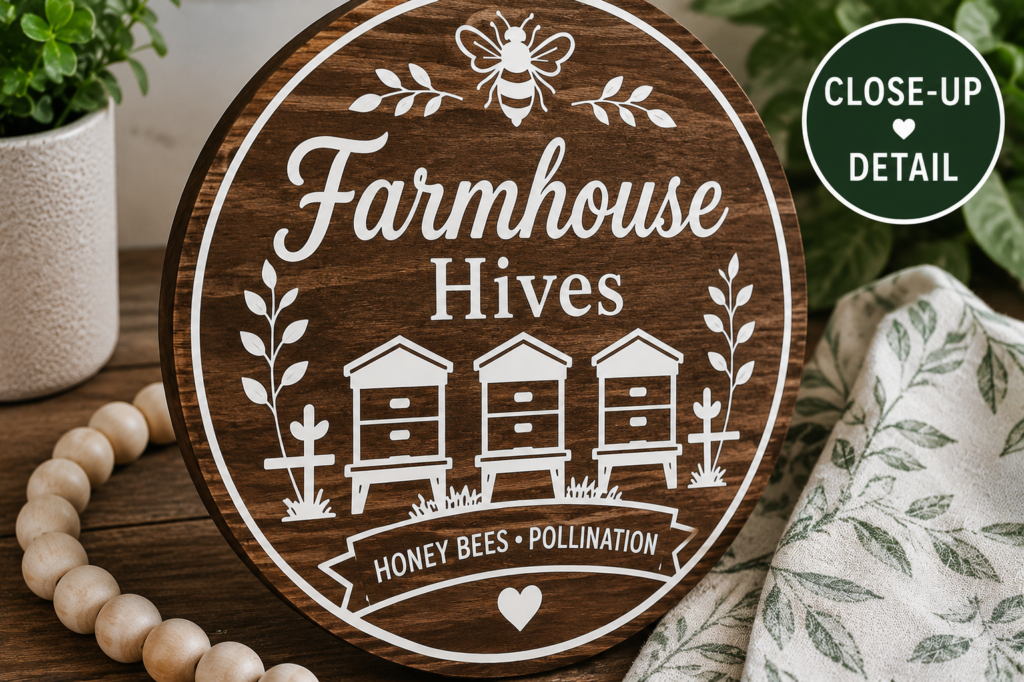 Personalized farmhouse DIY sign kit with bee hive design and rustic home decor styling.