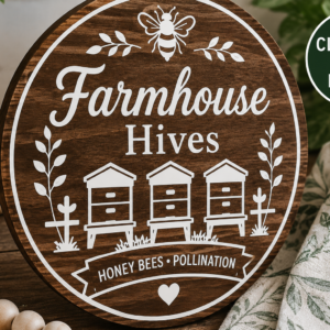 Personalized farmhouse DIY sign kit with bee hive design and rustic home decor styling.