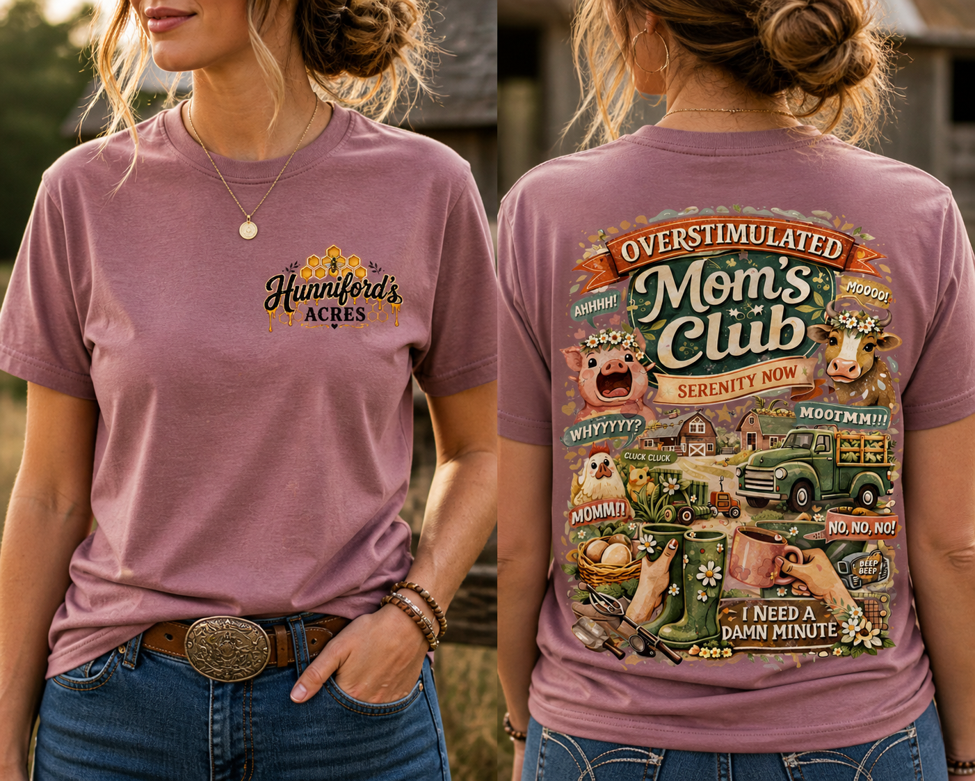 Overstimulated Moms Club Farm Life Tee | Funny Farm Mom Shirt - Image 2