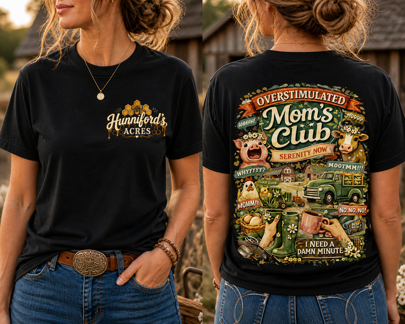 Overstimulated Moms Club Farm Life Tee | Funny Farm Mom Shirt - Image 3