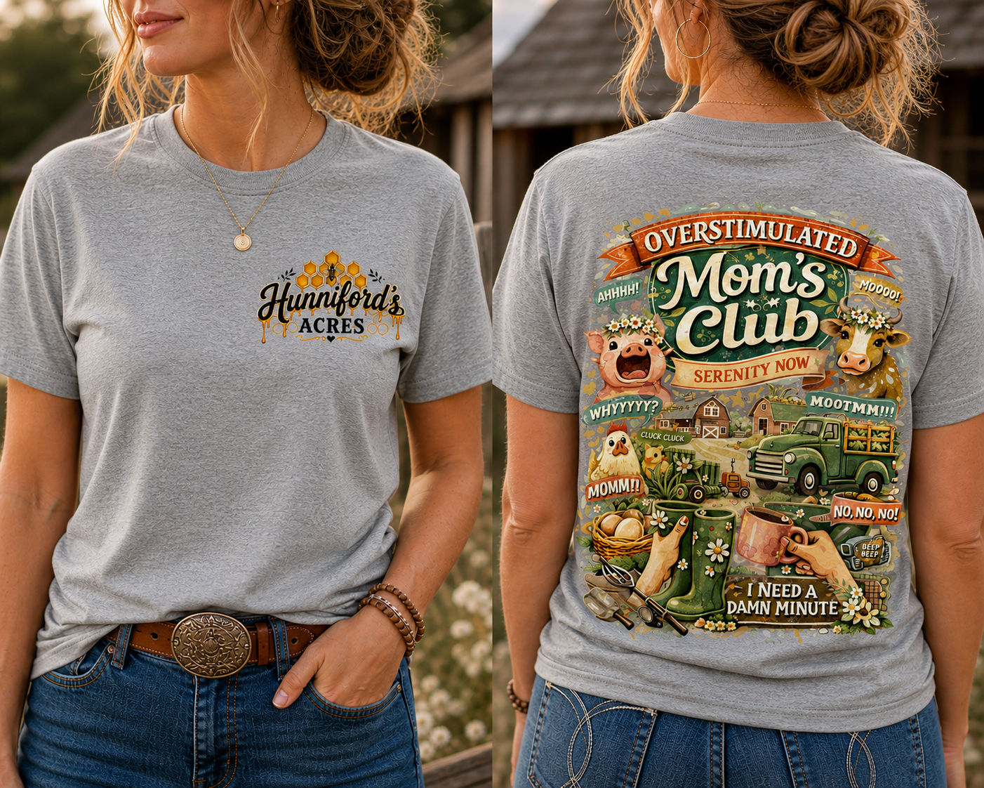Overstimulated Moms Club Farm Life Tee | Funny Farm Mom Shirt - Image 4