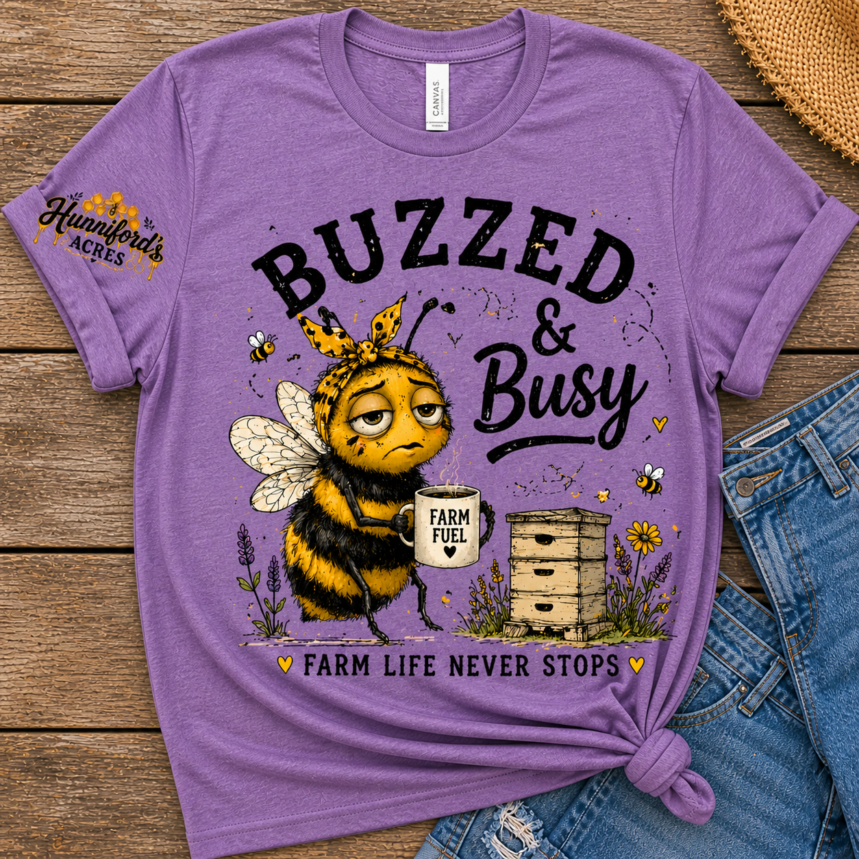 Buzzed & Busy Farm Bee Tee | Funny Beekeeper Shirt | - Image 6