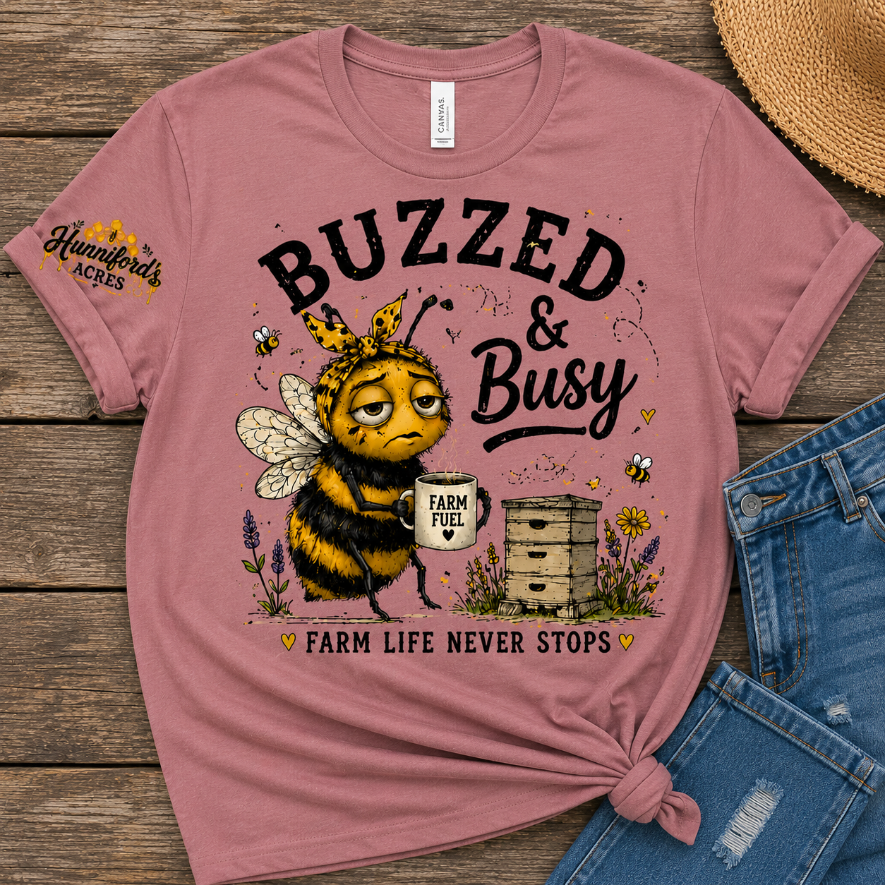 Buzzed & Busy Farm Bee Tee | Funny Beekeeper Shirt | - Image 8